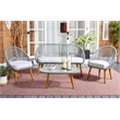 Safavieh Halcott 4Pc Steel and Fabric Living Set in Gray / White