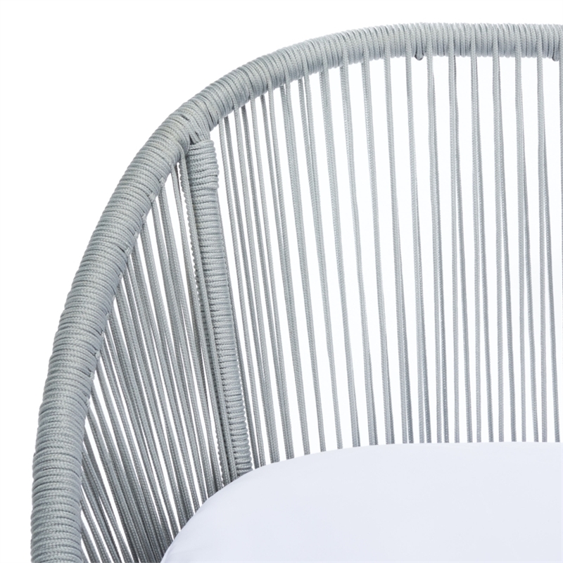 Safavieh Halcott 4Pc Steel and Fabric Living Set in Gray / White