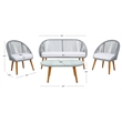 Safavieh Halcott 4Pc Steel and Fabric Living Set in Gray / White