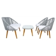 Safavieh Halcott 4Pc Steel and Fabric Living Set in Gray / White