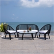 Safavieh Halcott 4Pc Steel and Fabric Living Set in Black / White