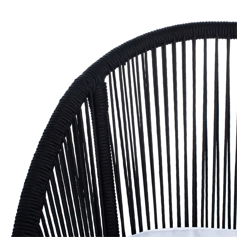 Safavieh Halcott 4Pc Steel and Fabric Living Set in Black / White