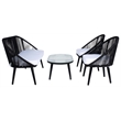 Safavieh Halcott 4Pc Steel and Fabric Living Set in Black / White