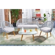 Safavieh Halcott 4Pc Steel and Fabric Living Set in Gray / Gray