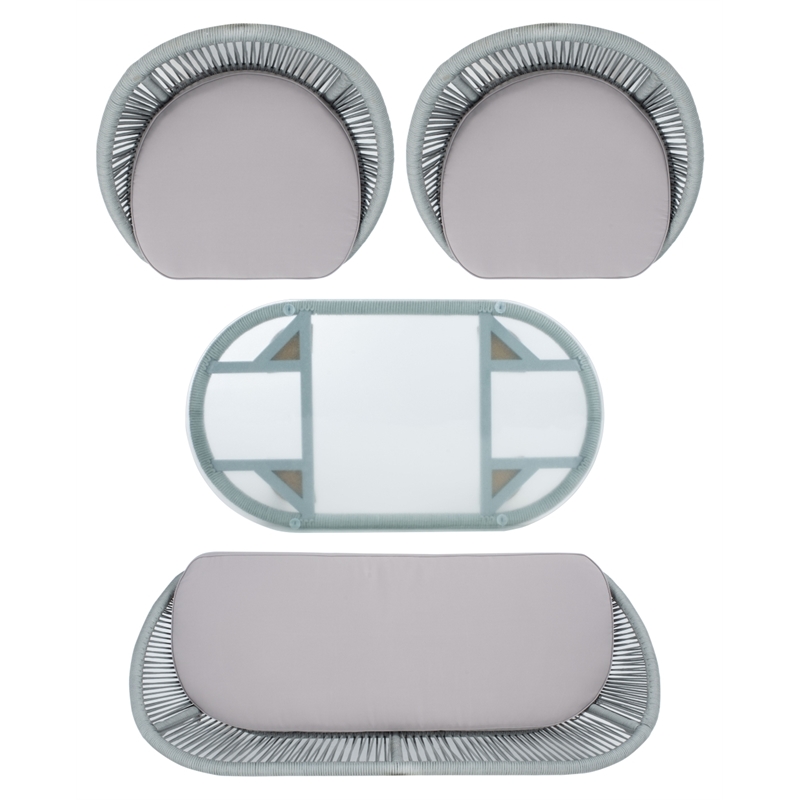 Safavieh Halcott 4Pc Steel and Fabric Living Set in Gray / Gray