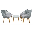 Safavieh Halcott 4Pc Steel and Fabric Living Set in Gray / Gray