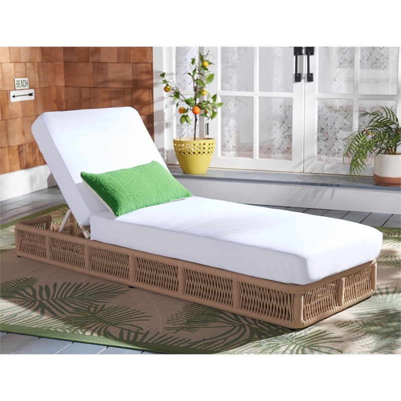 Safavieh Gillian Steel and Fabric Daybed in Tan / White