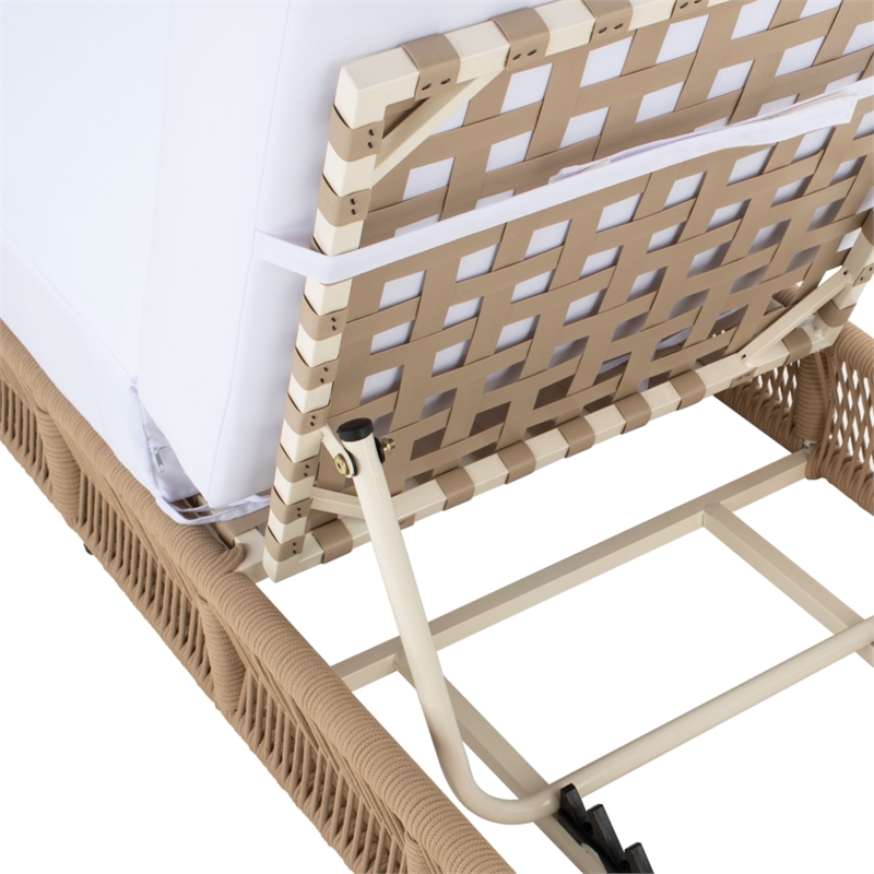 Safavieh Gillian Steel and Fabric Daybed in Tan / White