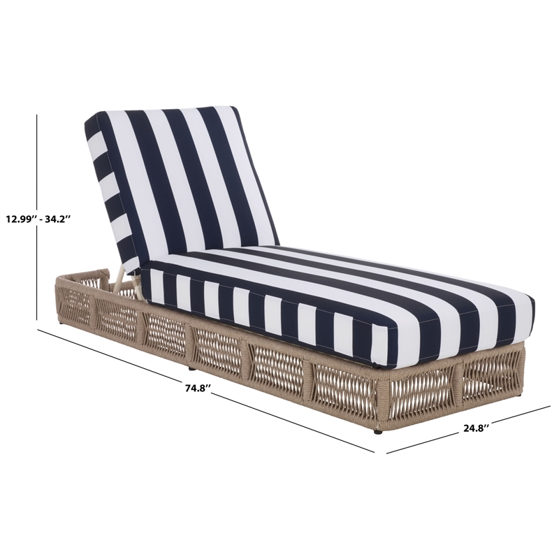 Safavieh Gillian Steel and Fabric Daybed in Tan / Navy