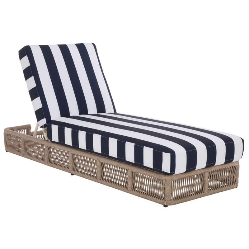 Safavieh Gillian Steel and Fabric Daybed in Tan / Navy