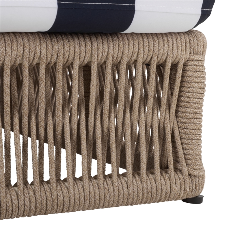Safavieh Gillian Steel and Fabric Daybed in Tan / Navy