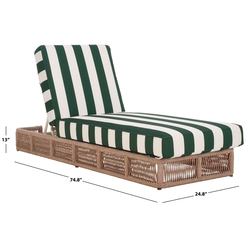 Safavieh Gillian Steel and Fabric Daybed in Tan / Green