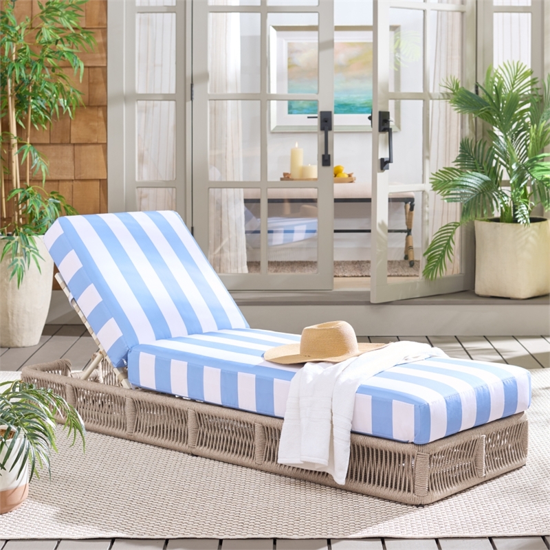 Safavieh Gillian Steel and Fabric Daybed in Tan / Baby Blue