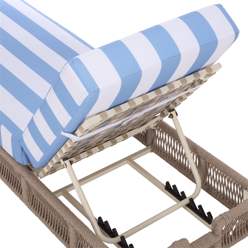 Safavieh Gillian Steel and Fabric Daybed in Tan / Baby Blue