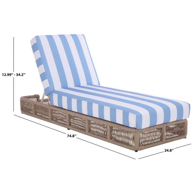 Safavieh Gillian Steel and Fabric Daybed in Tan / Baby Blue