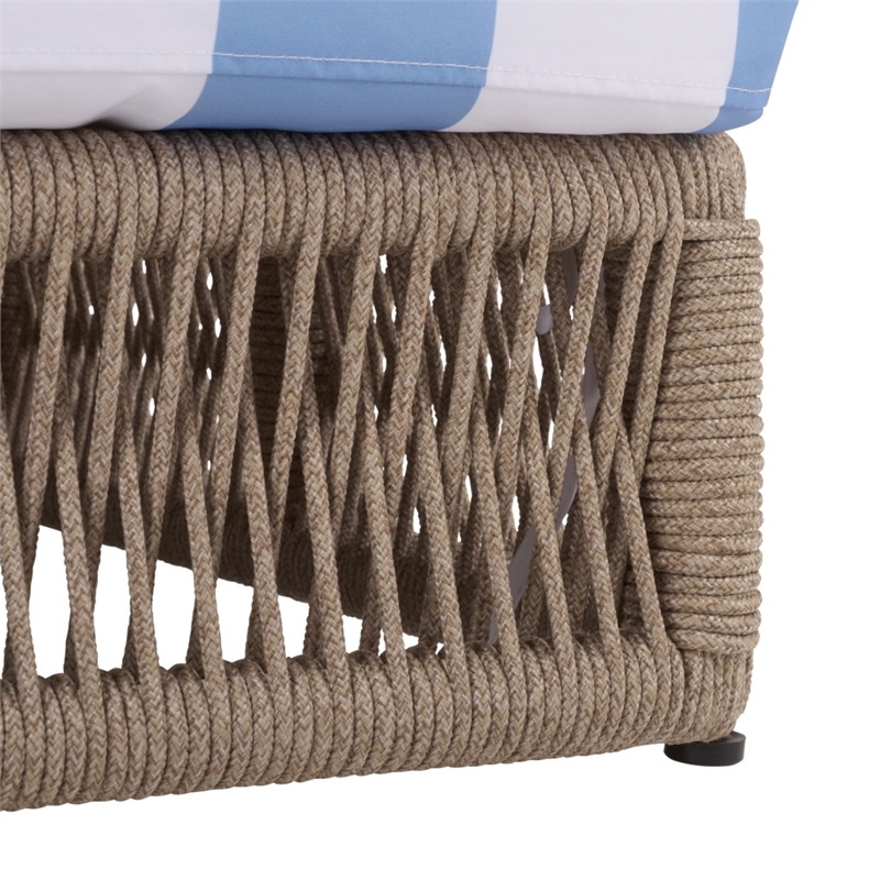 Safavieh Gillian Steel and Fabric Daybed in Tan / Baby Blue