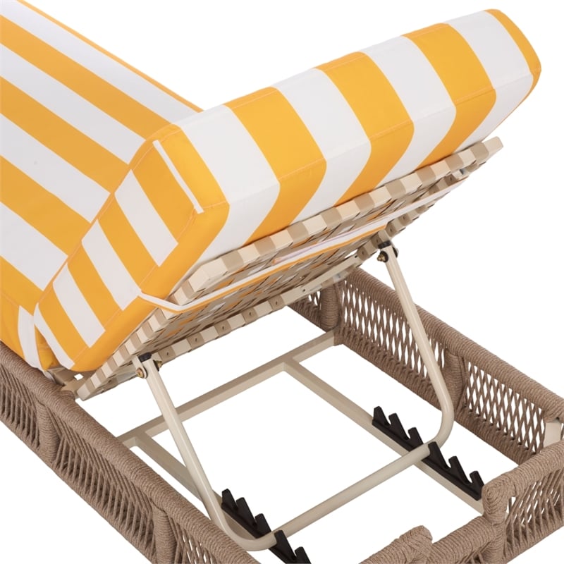 Safavieh Gillian Steel and Fabric Daybed in Tan / Yellow