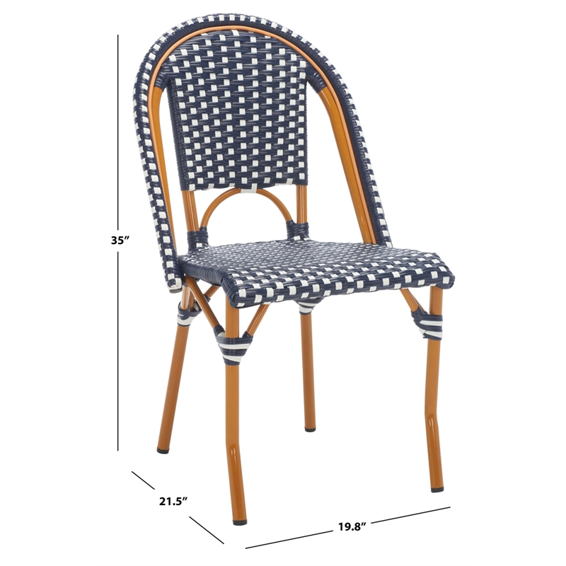 Safavieh California Metal Side Chair  in Navy / White