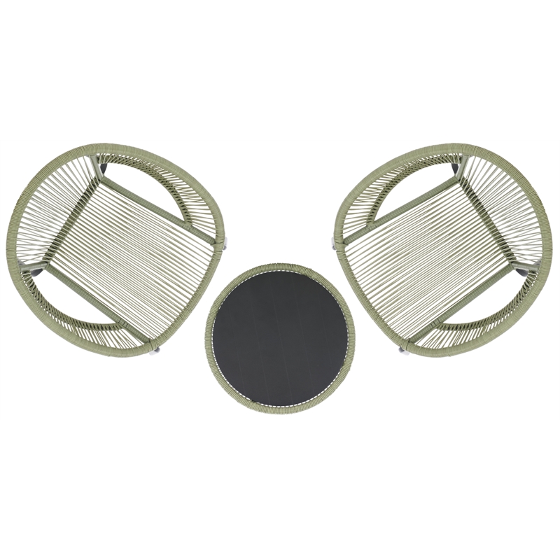 Safavieh Otto 3 Pc Metal and Rattan Set in Green / Black