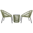 Safavieh Otto 3 Pc Metal and Rattan Set in Green / Black