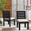 Safavieh Fash Aluminum and Fabric Dining Chair Set of 2 in Black / Taupe