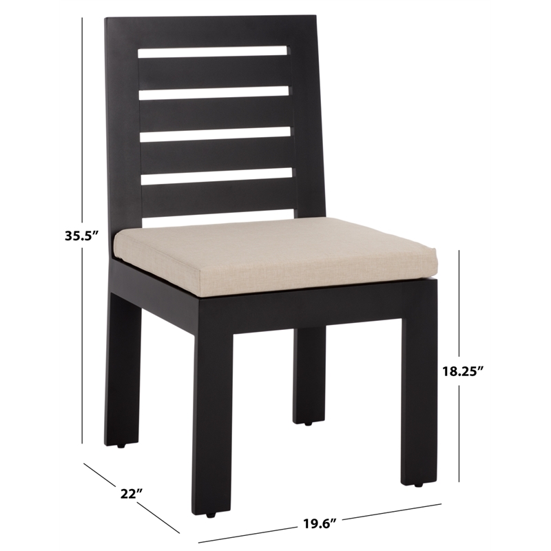 Safavieh Fash Aluminum and Fabric Dining Chair Set of 2 in Black / Taupe
