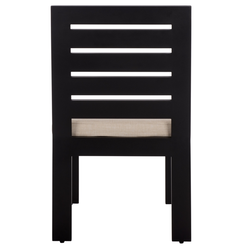 Safavieh Fash Aluminum and Fabric Dining Chair Set of 2 in Black / Taupe