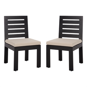 Safavieh Fash Aluminum and Fabric Dining Chair Set of 2 in Black / Taupe