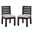Safavieh Fash Aluminum and Fabric Dining Chair Set of 2 in Black / Taupe
