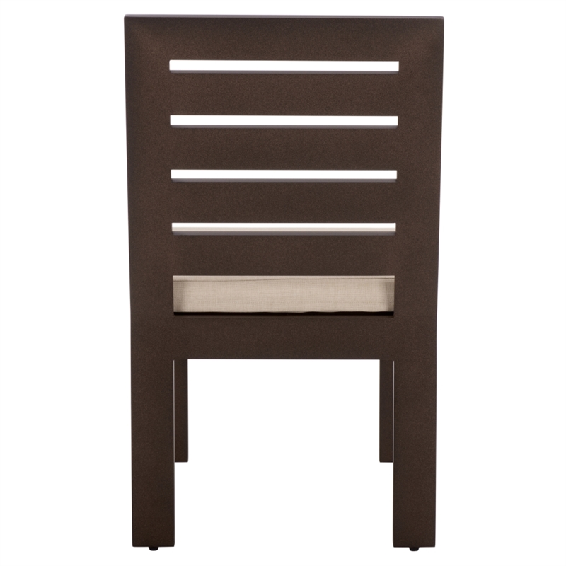 Safavieh Fash Aluminum and Fabric Dining Chair Set of 2 in Brown / Taupe