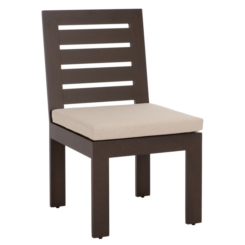 Safavieh Fash Aluminum and Fabric Dining Chair Set of 2 in Brown / Taupe