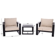 Safavieh Fash 3 Pc Aluminum and Fabric Living Set in Black / Taupe