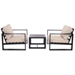 Safavieh Fash 3 Pc Aluminum and Fabric Living Set in Black / Taupe