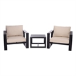 Safavieh Fash 3 Pc Aluminum and Fabric Living Set in Black / Taupe