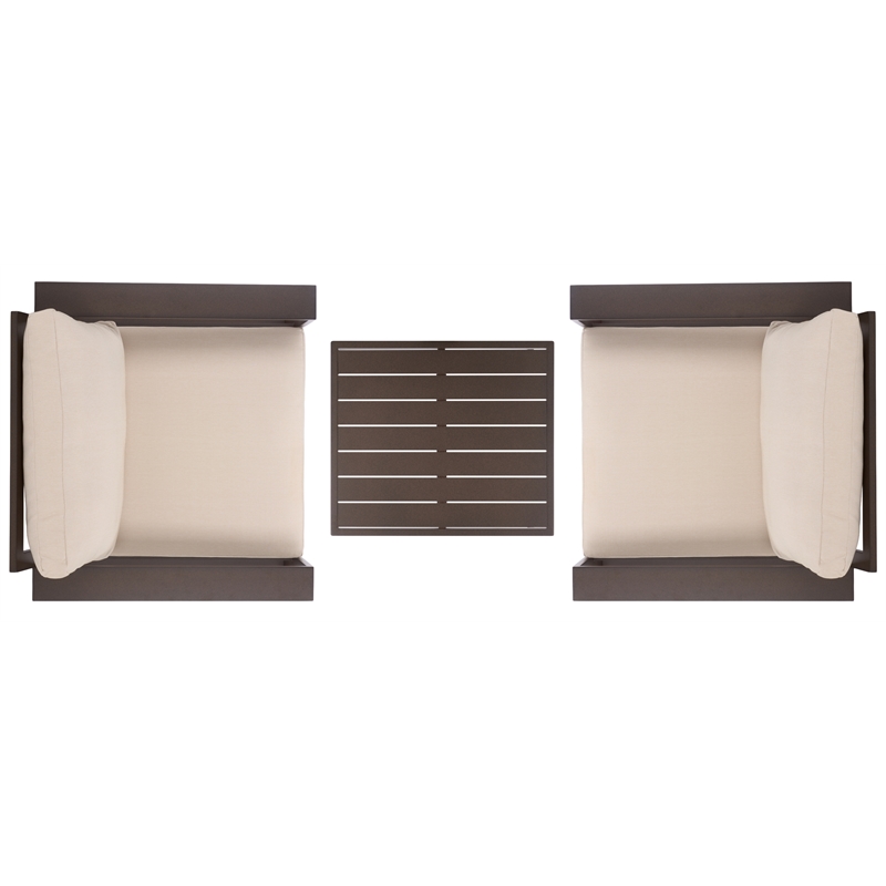Safavieh Fash 3 Pc Aluminum and Fabric Living Set  in Brown / Taupe