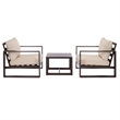 Safavieh Fash 3 Pc Aluminum and Fabric Living Set  in Brown / Taupe