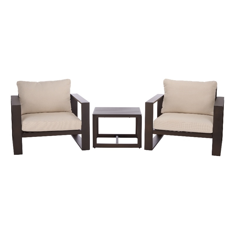 Safavieh Fash 3 Pc Aluminum and Fabric Living Set  in Brown / Taupe