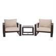 Safavieh Fash 3 Pc Aluminum and Fabric Living Set  in Brown / Taupe