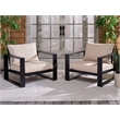 Safavieh Fash Aluminum and Fabric Armchair Set of 2  in Black / Taupe
