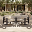 Safavieh Fash Aluminum and Fabric Armchair Set of 2  in Black / Taupe