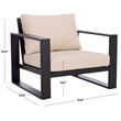 Safavieh Fash Aluminum and Fabric Armchair Set of 2  in Black / Taupe