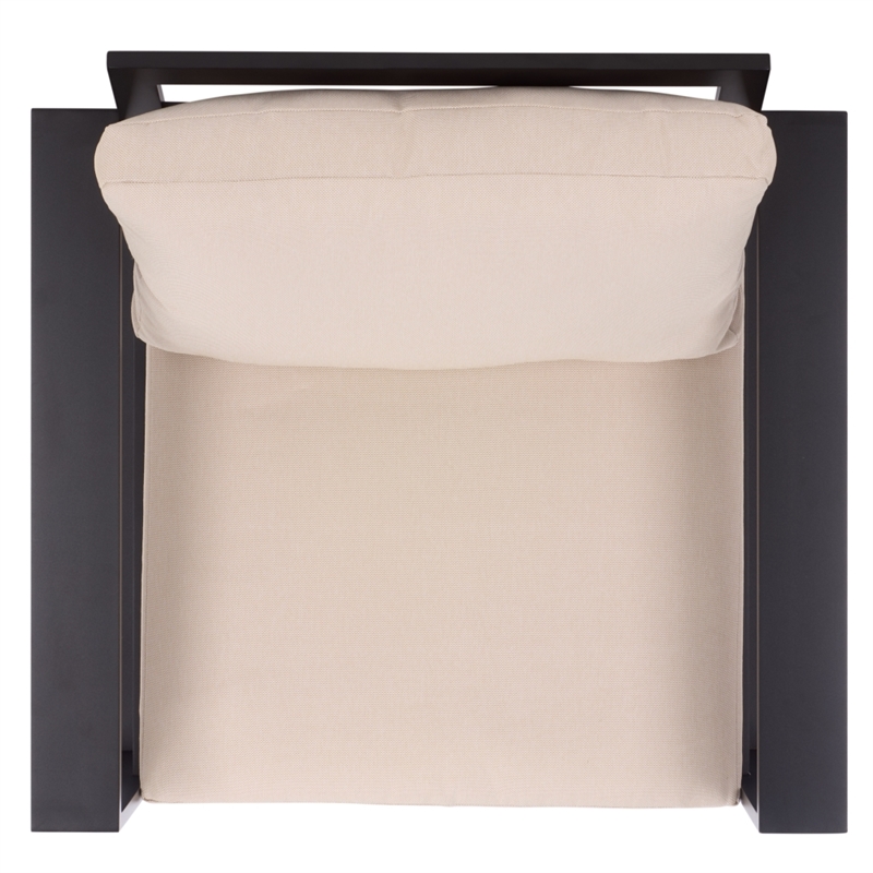 Safavieh Fash Aluminum and Fabric Armchair Set of 2  in Black / Taupe