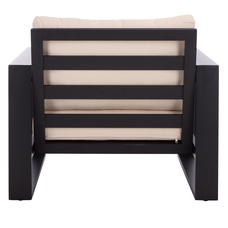 Safavieh Fash Aluminum and Fabric Armchair Set of 2  in Black / Taupe