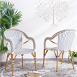 Safavieh California Metal Armchair  in White / Navy