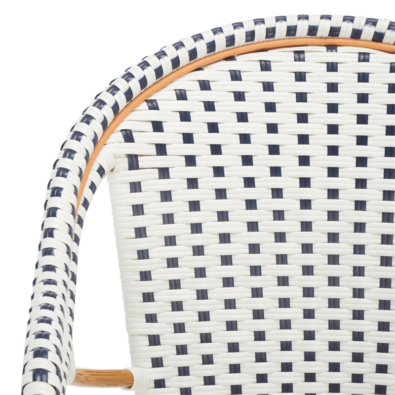 Safavieh California Metal Armchair  in White / Navy