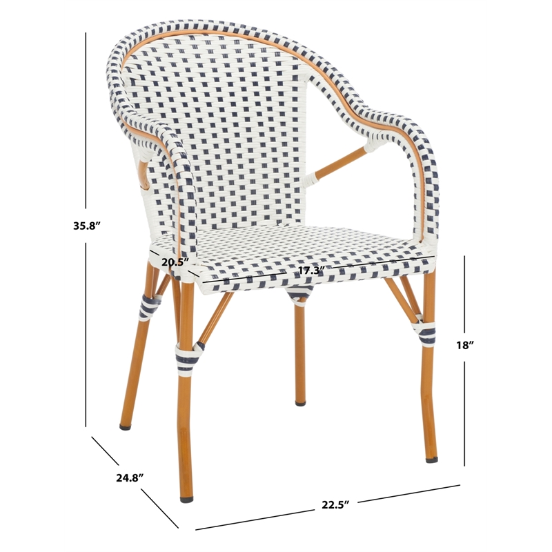 Safavieh California Metal Armchair  in White / Navy