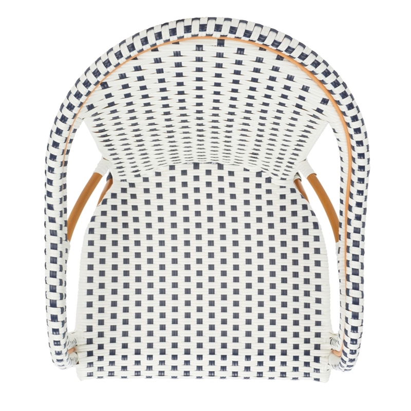 Safavieh California Metal Armchair  in White / Navy