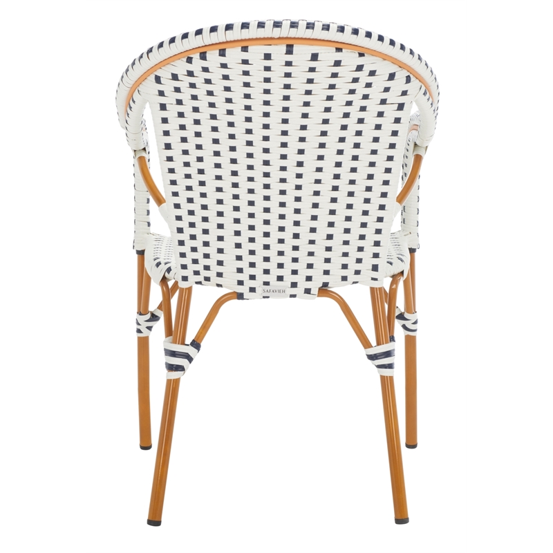 Safavieh California Metal Armchair  in White / Navy