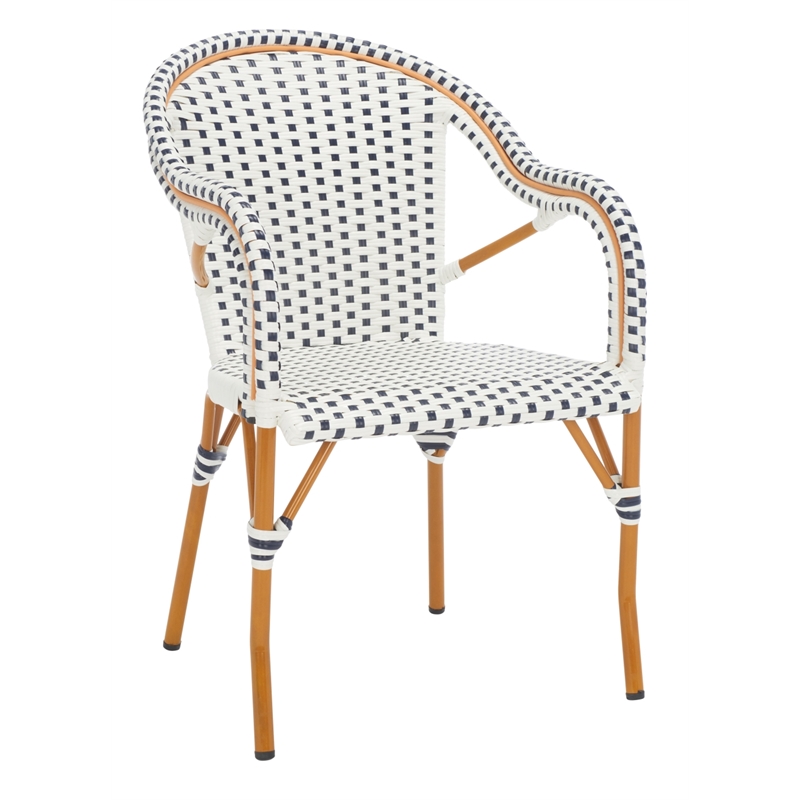 Safavieh California Metal Armchair  in White / Navy