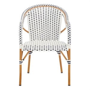 Safavieh California Metal Armchair  in White / Navy